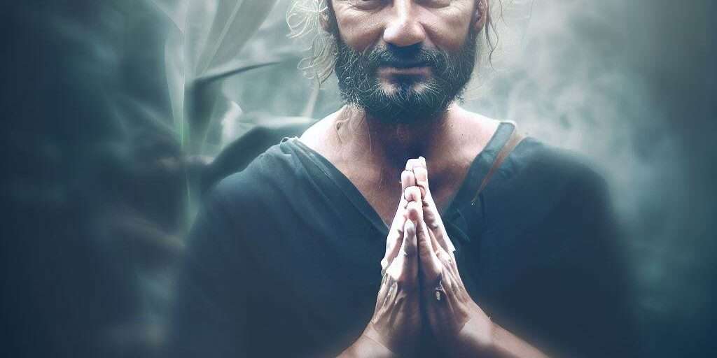 Essence of Namaste: A man joining his hands in the traditional Namaste gesture.