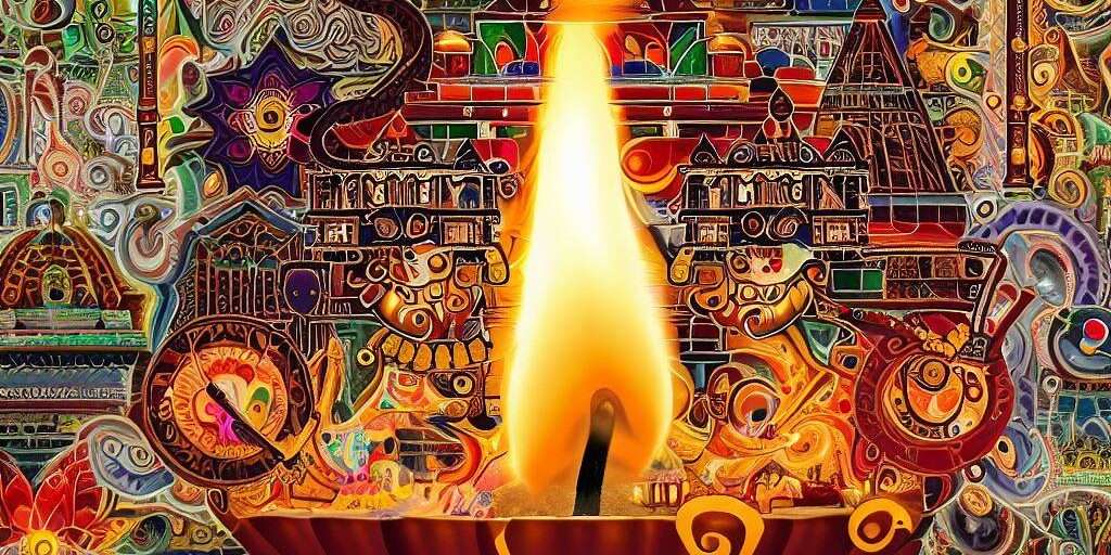 Intricate collage representing various aspects of Hindu rituals and traditions.