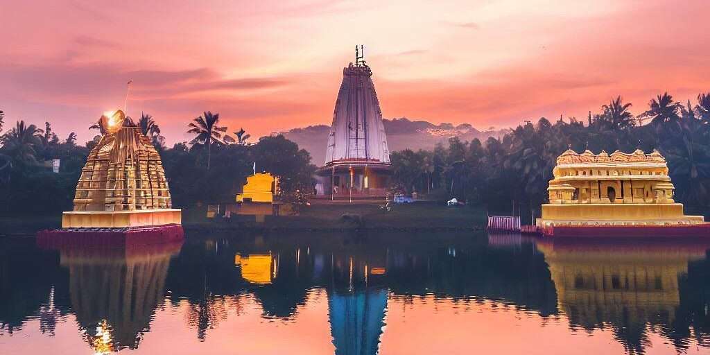 A serene view of an Indian temple during the Savan Month