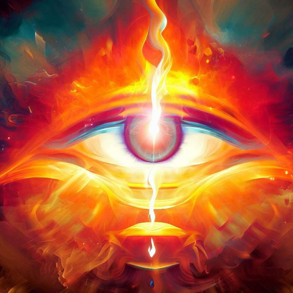 Abstract depiction of Lord Shiva's third eye, a symbol of destructive and transformative power.