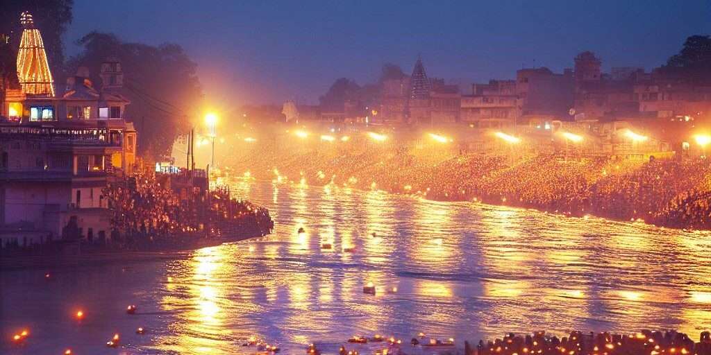 Breathtaking view of Ganga Aarti during a spiritual journey in Haridwar