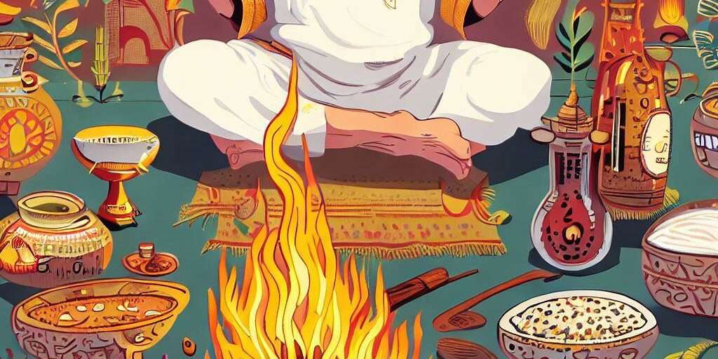 A beautiful depiction of Yagya in Hinduism